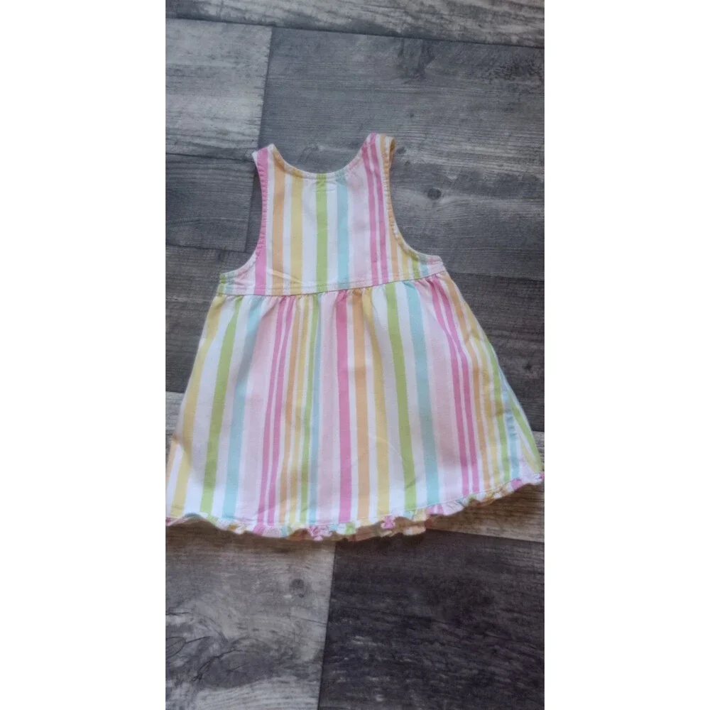 Gymboree Girls 12 - 18 Month 100% Cotton Pastel Rainbow Striped Overall Dress